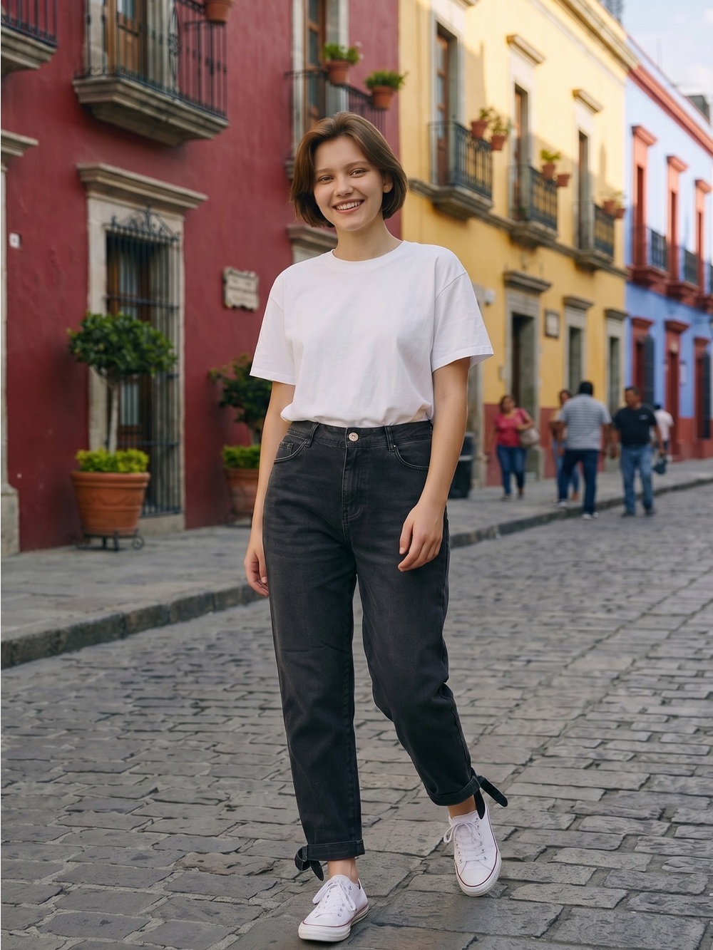 Classic High-Waist Black Women’s Jeans W/ Tie Hem